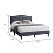 Pemberly Row Full Platform Bed with Padded Headboard in Charcoal Gray