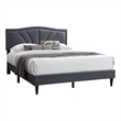 Pemberly Row Full Platform Bed with Padded Headboard in Charcoal Gray
