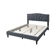 Pemberly Row Full Platform Bed with Padded Headboard in Charcoal Gray