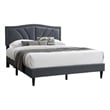 Pemberly Row Full Platform Bed with Padded Headboard in Charcoal Gray
