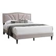 Pemberly Row Full Platform Bed with Padded Headboard in Light Brown