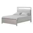Pemberly Row Twin Size Bed with LED Bookcase Headboard in Champagne Silver