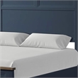 Pemberly Row Twin Size Bed with Panel Headboard in Navy Blue and Brown