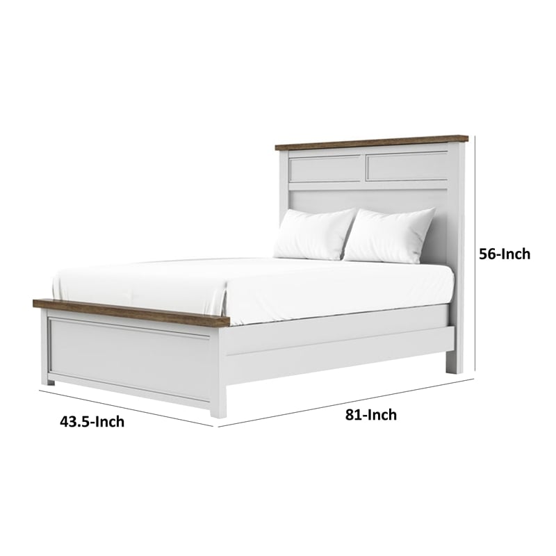 Pemberly Row Twin Size Bed with Panel Headboard in White and Dark Brown