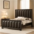 Pemberly Row King Bed with Vertical Faceted Headboard in Espresso Brown