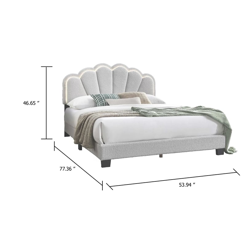 Pemberly Row Contemporary Full Bed with Fan Shaped Headboard in White