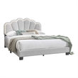 Pemberly Row Contemporary Full Bed with Fan Shaped Headboard in White