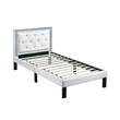 Pemberly Row Twin Bed with Tufted Faux Leather Headboard in White
