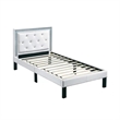 Pemberly Row Twin Bed with Tufted Faux Leather Headboard in White