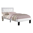 Pemberly Row Twin Bed with Tufted Faux Leather Headboard in White