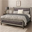 Pemberly Row Queen Bed with Crystal Acrylic Trim in Gray Fabric