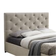 Pemberly Row Full Size Bed with Tufted Headboard and Storage in Beige