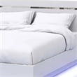 Pemberly Row Queen Size Bed with Chrome Headboard and LED Footboard in White