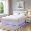 Pemberly Row Queen Size Bed with Chrome Headboard and LED Footboard in White