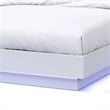 Pemberly Row Queen Size Bed with Chrome Headboard and LED Footboard in White