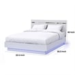 Pemberly Row Queen Size Bed with Chrome Headboard and LED Footboard in White