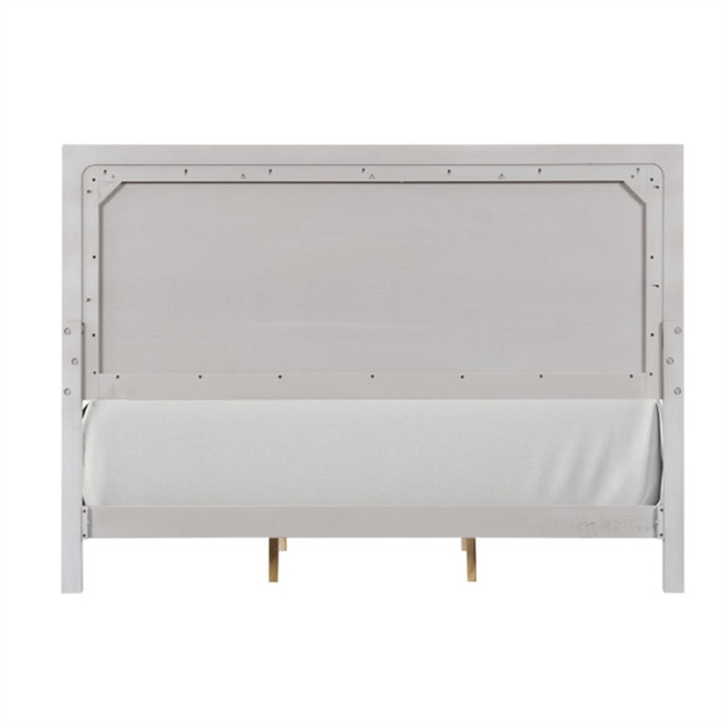 Pemberly Row Contemporary Queen Bed with Panel Design in White Oak Wood