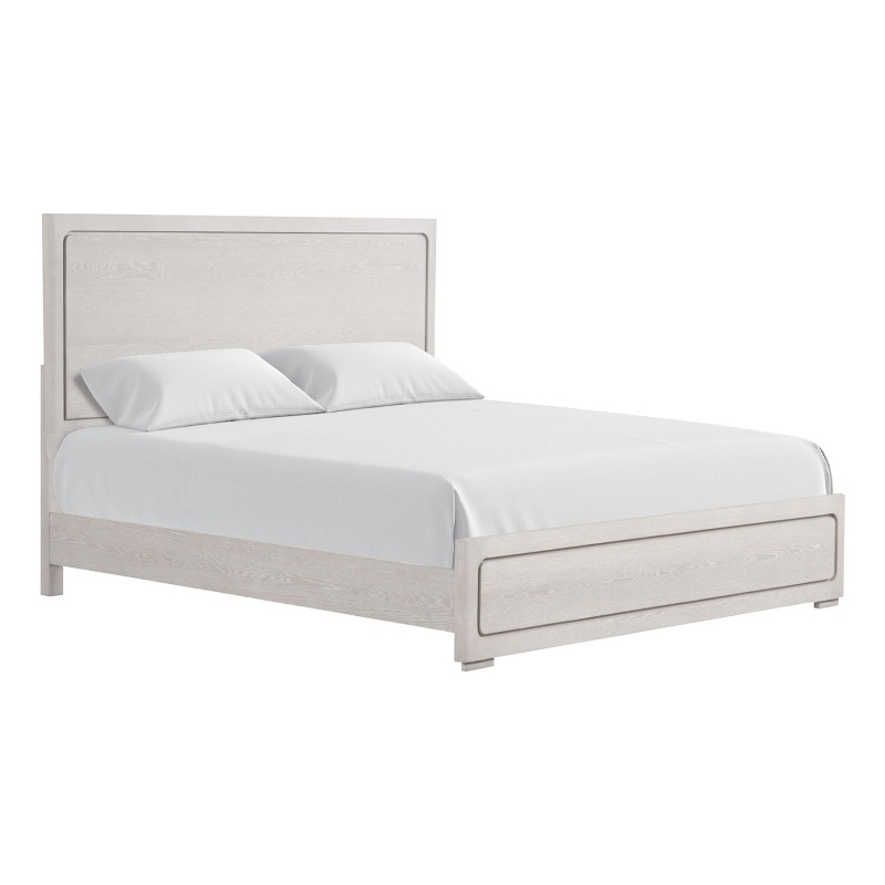 Pemberly Row Contemporary Queen Bed with Panel Design in White Oak Wood