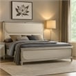 Pemberly Row Queen Bed with LED Upholstered Headboard in Silver