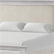Pemberly Row Queen Bed with Cream Upholstered Headboard in Weathered Gray