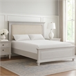 Pemberly Row Queen Bed with Cream Upholstered Headboard in Weathered Gray