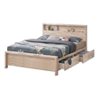 Pemberly Row Twin Size Bed with Bookcase Headboard and Drawers in Whitewash