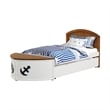 Pemberly Row Twin Captain Bed with Trundle in White and Oak Brown