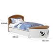 Pemberly Row Twin Captain Bed with Trundle in White and Oak Brown