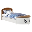 Pemberly Row Twin Captain Bed with Trundle in White and Oak Brown