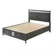 Pemberly Row Full Size Bed with Padded Headboard and Drawers in Gray