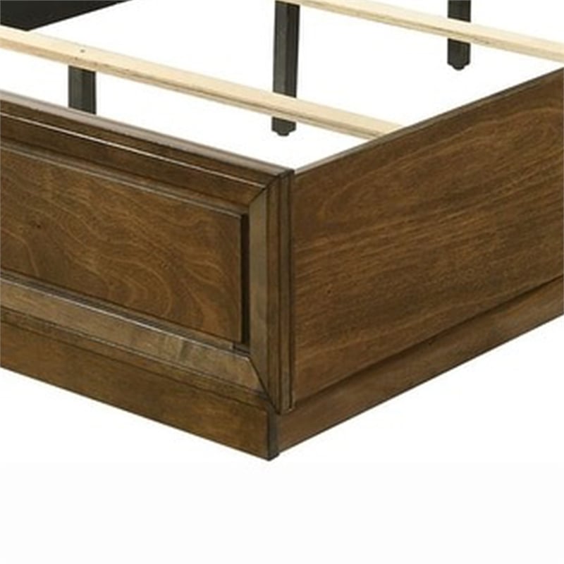 Pemberly Row Full Size Bed with Panel Headboard in Walnut Brown
