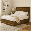 Pemberly Row Queen Size Bed with Panel Headboard in Walnut Brown
