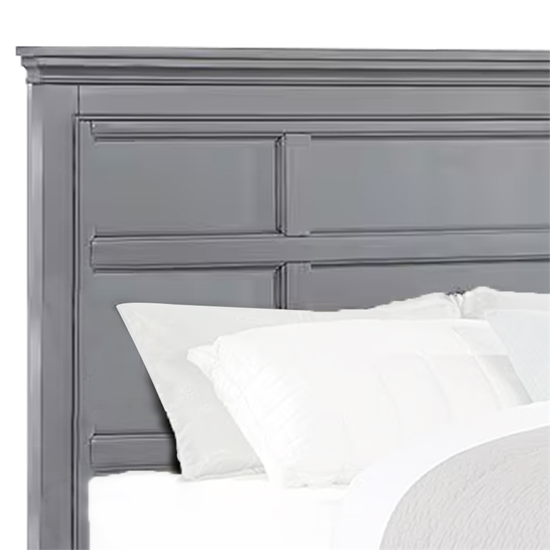 Pemberly Row Twin Bed with Crown Molding and Storage Drawers in Gray