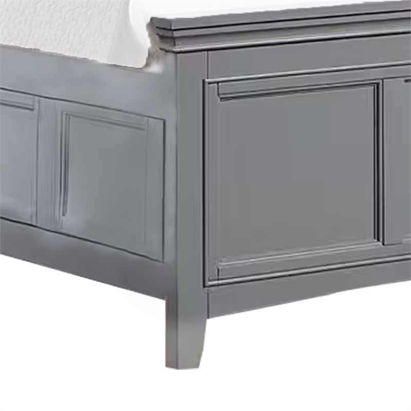 Pemberly Row Twin Bed with Crown Molding and Storage Drawers in Gray