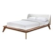 Pemberly Row Full Size Bed with Boucle Winged Headboard in Walnut Brown