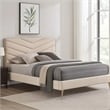 Pemberly Row Full Size Bed with Chevron Tufted Headboard in Beige