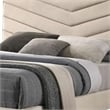 Pemberly Row Queen Size Bed with Chevron Tufted Headboard in Beige