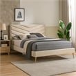 Pemberly Row Twin Size Bed with Chevron Tufted Headboard in Beige