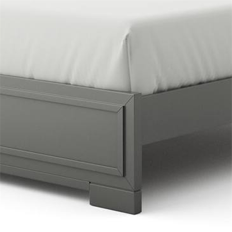 Pemberly Row Queen Size Bed with LED Panel Headboard in Metallic Gray