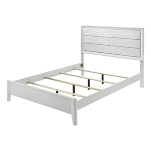 Pemberly Row King Size Bed with Wave Texture Headboard in White