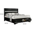 Pemberly Row Contemporary Queen Size Bed with Footboard Drawers in Black