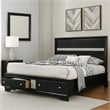 Pemberly Row Contemporary Queen Size Bed with Footboard Drawers in Black