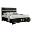 Pemberly Row Contemporary Queen Size Bed with Footboard Drawers in Black
