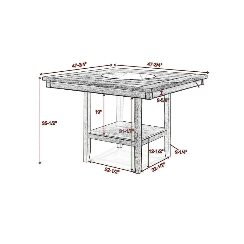 Pemberly Row 48-Inch Counter Height Table with Faux Marble Lazy Susan