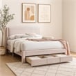 Pemberly Row Full Platform Bed with Drawer in Light Pink Corduroy