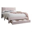 Pemberly Row Full Platform Bed with Drawer in Light Pink Corduroy