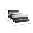 Pemberly Row Full Platform Bed with Drawer in Charcoal Gray Corduroy