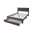 Pemberly Row Full Platform Bed with Drawer in Charcoal Gray Corduroy