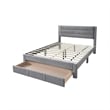 Pemberly Row Full Platform Bed with Drawer in Light Gray Corduroy