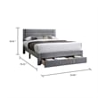 Pemberly Row Full Platform Bed with Drawer in Light Gray Corduroy